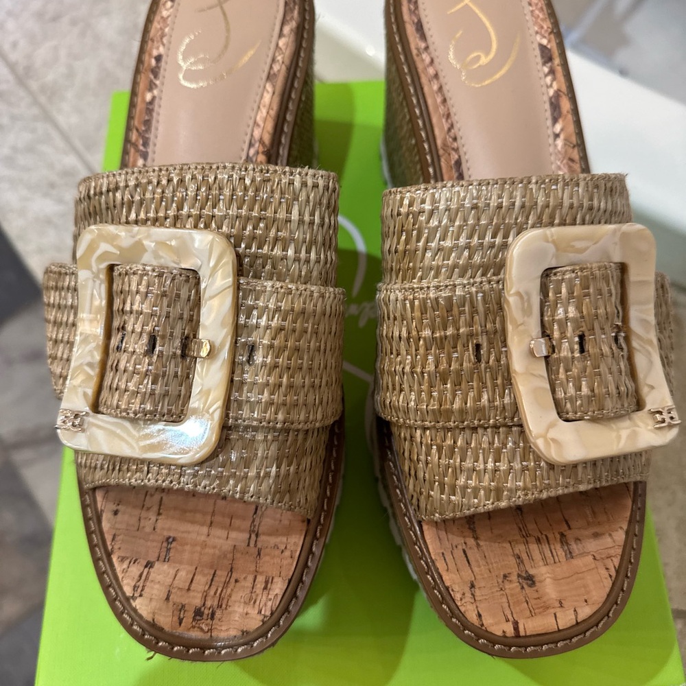 Sam Edelman Tan Woven Buckle Sandals